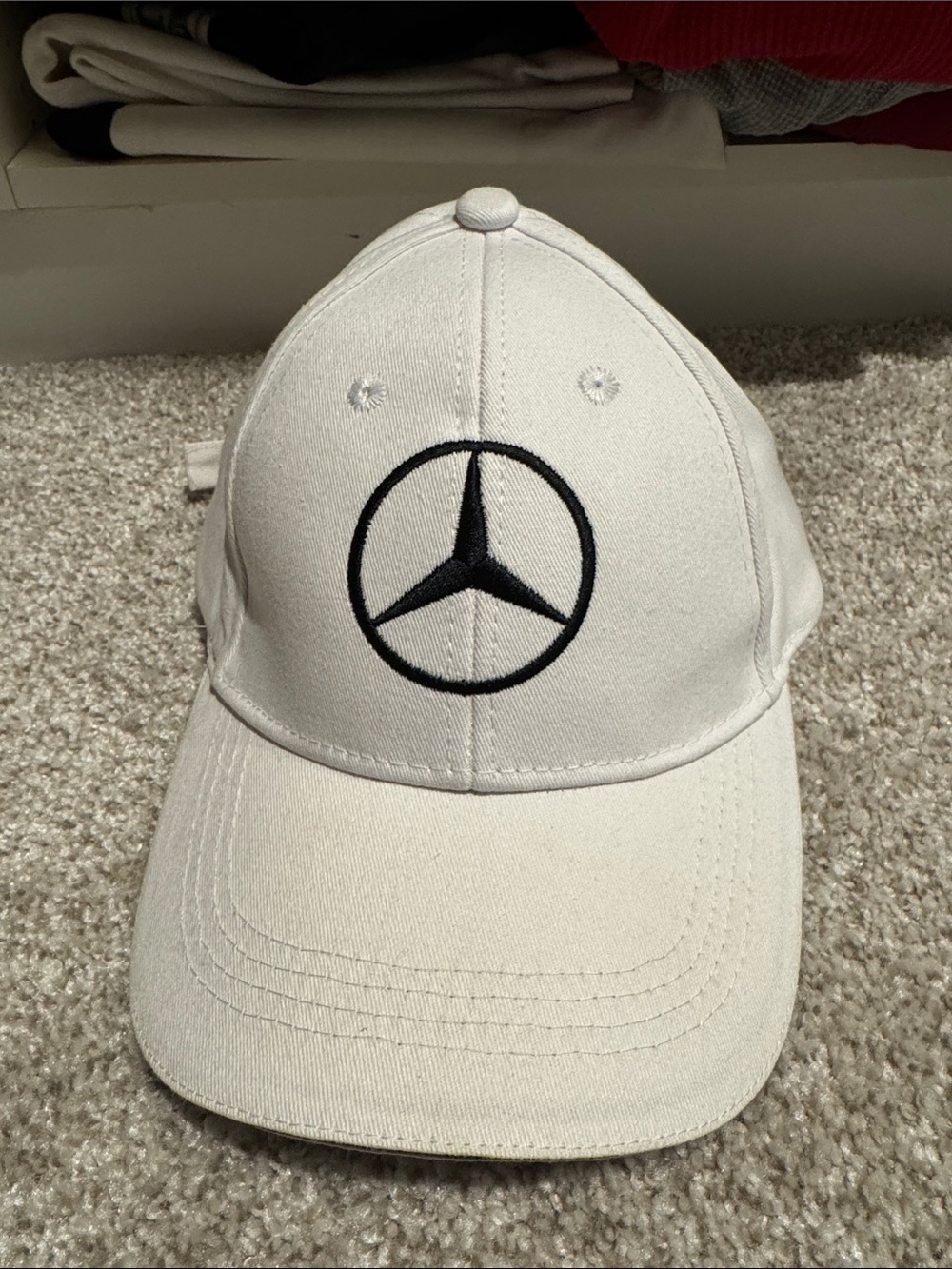 Mercedes AMG Petronas White Baseball Cap with Black Logo